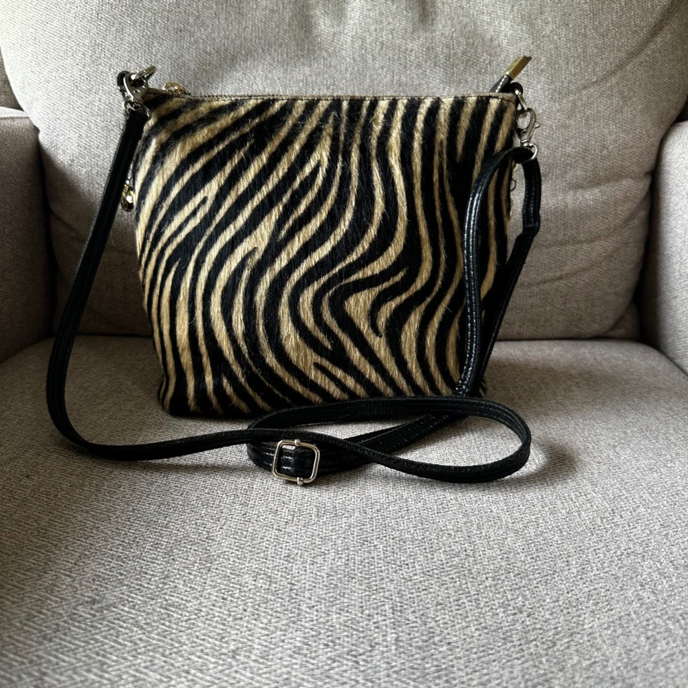 Zebra Print Genuine Leather Crossbody Bag Shoulder Bag Moda in Italia